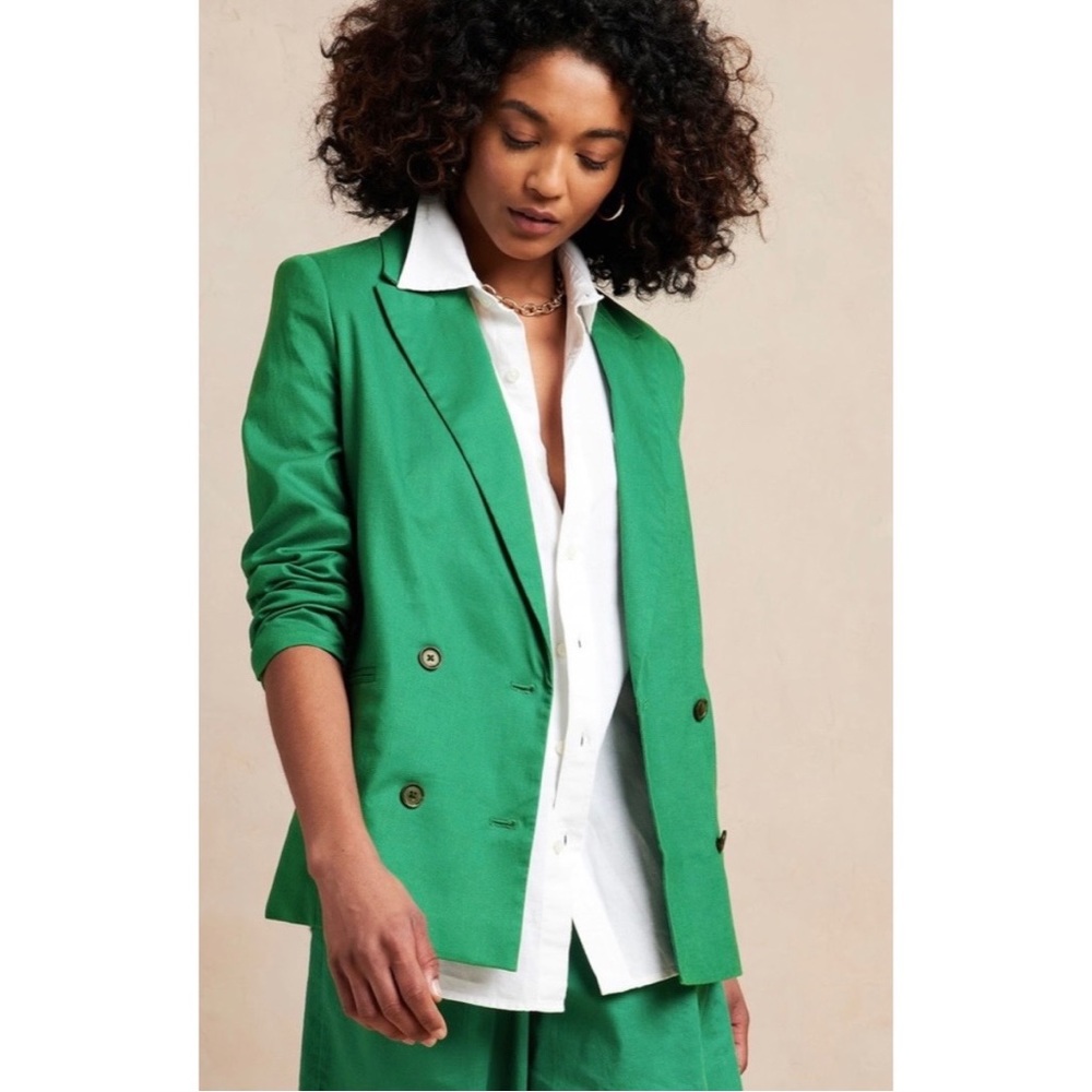 NWT Banana Republic Linen-Blend Blazer - Hula Green - 2 (fits like a 4)